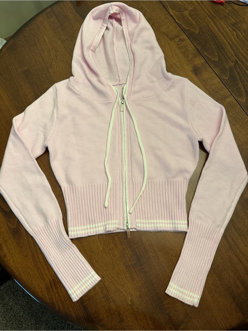 AS Revival Women’s Pink Cropped Zip-Up Hoodie - Soft Knit
